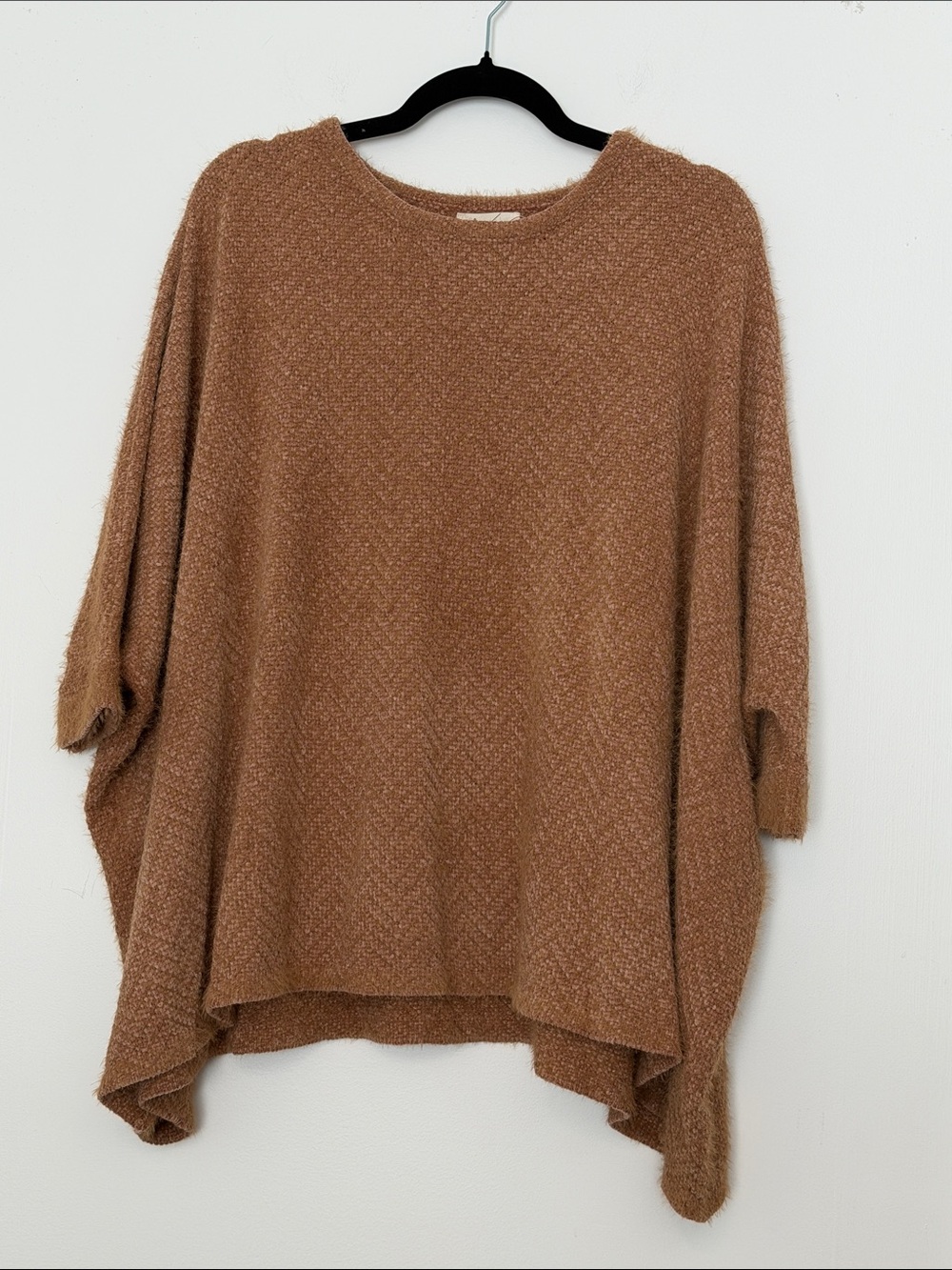 Relaxed Dolman Poncho Sweater - Camel Brown
